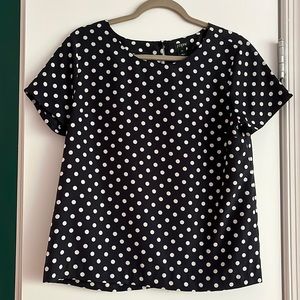 Navy JCrew polka dot blouse